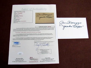 JOE DIMAGGIO YANKEE CLIPPER YANKEES HOF SIGNED AUTO VINTAGE INDEX CUT JSA BEAUTY - Picture 1 of 3