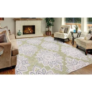 Floral Green Area Rug 8x10 Clearance For Living Room Large Modern Reduced Price - Picture 1 of 11