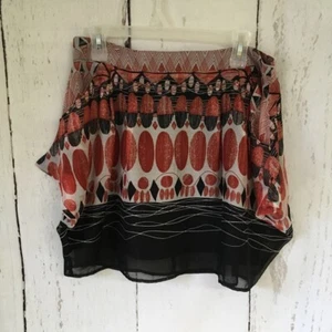 Glamouröser Damen A-Linie Minirock orange schwarz geometrisches Taschen Reißverschluss hinten gefüttert L - Bild 1 von 11