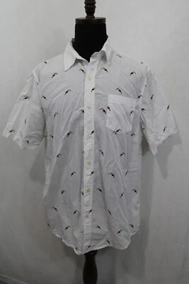 Camisa CHAPS Talla XL Blanca Estampado Tucán Algodón Botón Frontal Mangas Cortas Foto 1 de 4