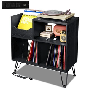Vinyl Record Player Stand Album Turntable Stand Cabinet Table with RGB LED - Picture 1 of 17