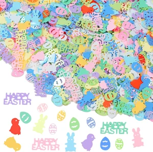 3000Pcs Easter Confetti Decorations, Colorful Metallic Foil Rabbit Egg Chicken T - Picture 1 of 7