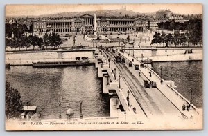 Postal de colección con vista al puente de París Panorama Place de la Concorde et La Seine - Imagen 1 de 2