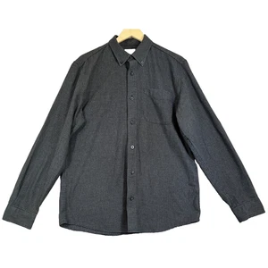 LL Bean Wicked Good Houndstooth Flannel Shirt Mens Medium Charcoal Button Down - Picture 1 of 9