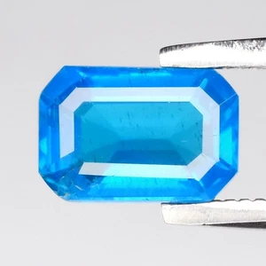 π 0.88ct 6.7x4.5mm Octagon Natural Blue Apatite - Unheated, Madagascar Gemstone - Picture 1 of 4