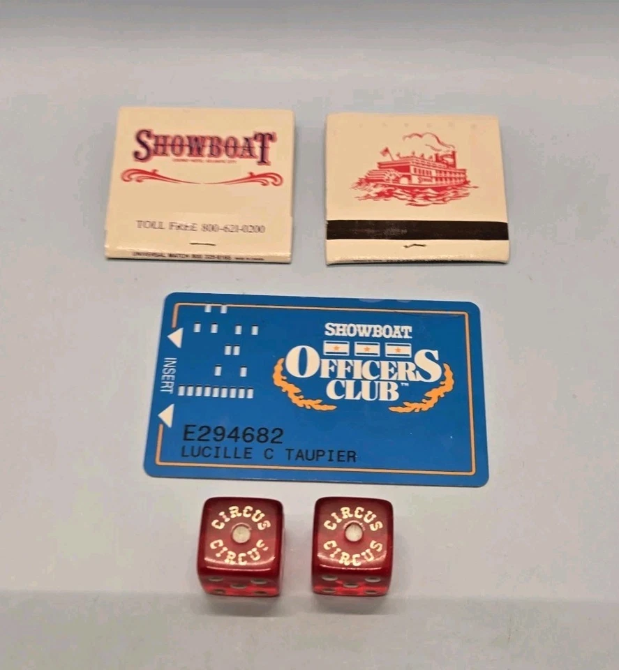 SHOWBOAT CIRCUS CIRCUS MEMORABILIA • Vintage Atlantic City Casino Dice, Matches - Image 1 of 4