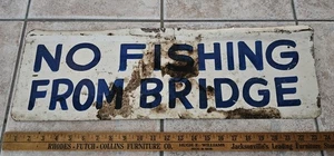 Large Vintage No Fishing Privilege Panel Sign Bridge Pier Beach Trespassing - Picture 1 of 7