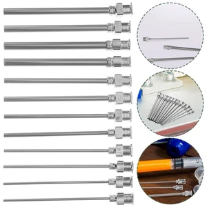 12 Pcs Dispensing Head Blunt Tip Needle Metal Precision Luer Slips - Picture 1 of 12