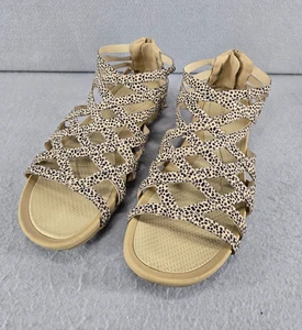 Beartraps Samina Sandal, Leopard Print, 9.5 Medium, Zip Back, Cushioned Insole - Picture 1 of 9