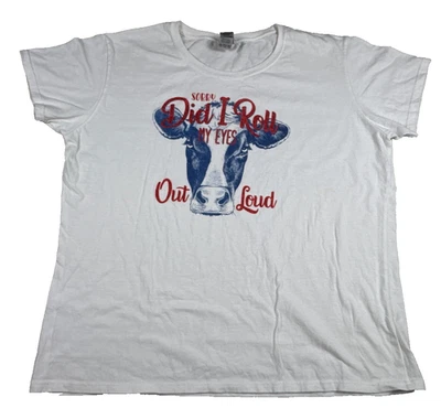 Western Wear "Lo siento, ¿rollé mis ojos en voz alta?" Camiseta blanca con gráfico de vaca 2XL Foto 1 de 4