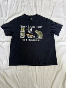 Puritan 2XL schwarz T-Shirt Bier Zigarren Bass lustige Grafik Angler’s Brew USA - Bild 1 von 4