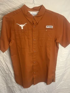 Boys University Of Texas Longhorns Columbia Button Up Collar Shirt Size L - Picture 1 of 4