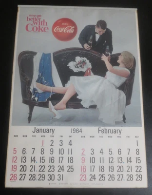 Coca-Cola 1964 Offical Bottlers Calendar Metal Strip Intact Original Authentic - Image 1 of 4