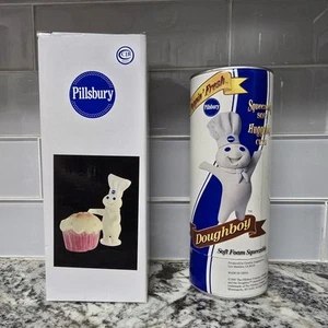 NIB Pillsbury Doughboy & Cupcake S&P + Soft Foam Poppin' Fresh in Canister - Picture 1 of 5