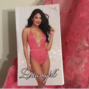Dreamgirl womens Pink Halter Teddy W/Sequin Embroidery Size S - Picture 1 of 5