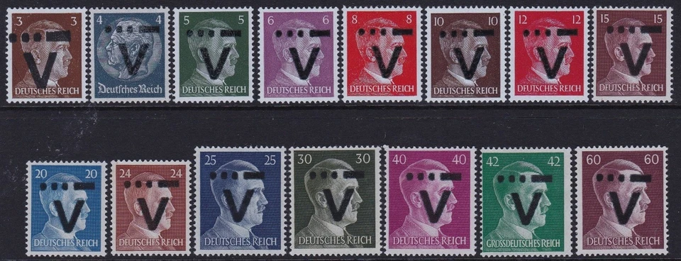 WESTERSTEDE LOCAL GERMANY 1945 SET OF 15 HITLER OVERPRINTS FINE LMM. SCARCE. - Image 1 of 1