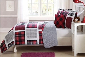 Elegante Casa Multicolore Rosso Nero Bianco Grigio Stampato Plaid Patchwork Design C... - Foto 1 di 1