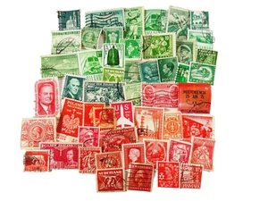 50 alte gestempelte ausländische Briefmarken rot & grün Kombi Kunst Papier Handwerk - Bild 1 von 1