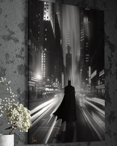 Batman Leinwandbild Gotham Fledermaus Farbig Dekoration Kunst Stil Wand - Picture 1 of 2