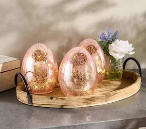 Juego de 3 huevos craquelados de vidrio de mercurio centelleantes de 6" de Valerie-rosa-NUEVO-H445266 - Imagen 1 de 1