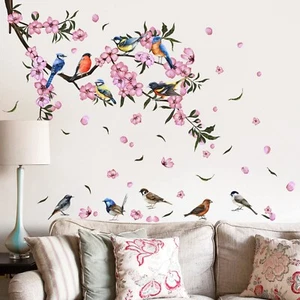 Flowers Wall Stickers for Living Room Bedroom, Vinyl Birds Wall Decals Remova... - Picture 1 of 6