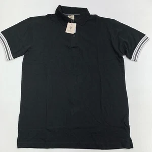 NUEVO CON ETIQUETAS Camisa Polo Tejido Alto Volador Para Hombre Grande Manga Corta Negra 100% Algodón $64 - Imagen 1 de 10