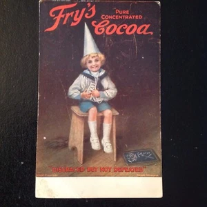 FRY'S CHOCOLATE & COCOA  ANTIQUE LITHO ADVERTISING POSTCARD "DISGRACED NOT ..." - Picture 1 of 3