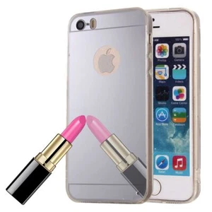 Apple iPhone 5 / 5s / SE Etui na telefon Lustro Soft-Case Ochrona-Cover Etui Srebrne - Zdjęcie 1 z 5