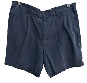 Carroll & Palmer Navy Blue Pleated Silk Mens Shorts Size 38 - Picture 1 of 9