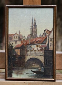 Cityscape with church, Erfurt? Frankfurt? Nuremberg? Berlin? oil painting - Picture 1 of 5