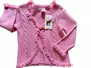 URit rosa Zopfmuster Cardigan Pullover Gr. 3T Kleinkind Mädchen Fransen Akzent Neu mit Etikett - Bild 1 von 3
