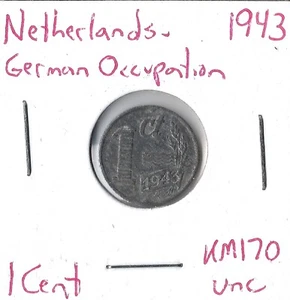 Moneda Países Bajos (ocupación alemana) 1 céntimo 1943 KM170 - Imagen 1 de 3