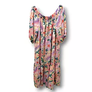 Asos Curve Tiered Dress Sz 20 Floral Peasant Boho Pink Coquette Party Wedding - Picture 1 of 10