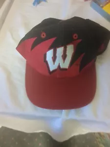 Vintage Wisconsin Badgers 90s Logo Athletic Snapback Sharktooth Great Condition - Picture 1 of 7