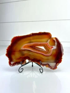 Thick Agate Geode Slab Slice Crystal Carnelian Waterline 2 lb Brazilian 046 - Picture 1 of 5