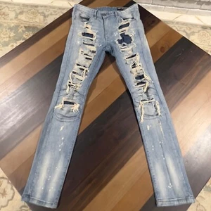 Jeans ajustados de mezclilla ajustados Smoke Rise muy desgastados para hombre talla 32x32 - Imagen 1 de 13