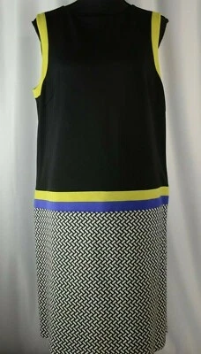 Tahari Women's Sleeveless Dress Size 12 Teal Cinch Waist Back Zip Career Round  - Image 1 of 4