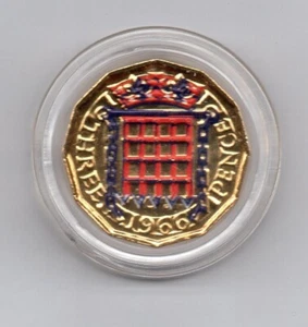 GB - Coin  (CF19) Elizabeth - 1966  Golden Three  pence - London Mint - Picture 1 of 1