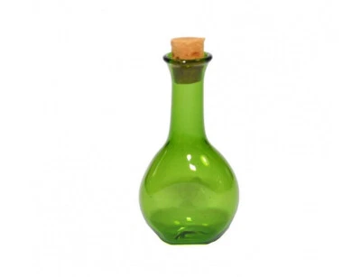 Green Dollhouse Glass Bottle with Cork, Miniature Green Bottle - Image 1 of 2