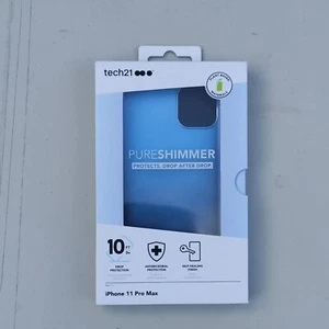 Apple iPhone 11 Pro Max Tech 21 Pure Shimmer Plant-based Case Cover for - Blue - Picture 1 of 7