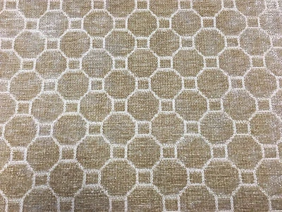 Tela de tapicería Kravet beige chenilla hexágonos geométricos 6,75 yardas (31686-616) Foto 1 de 2