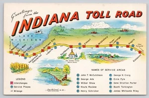 Saluti dall'Indiana Toll Road Highway Service Area cartolina pittorica 1960 - Foto 1 di 2
