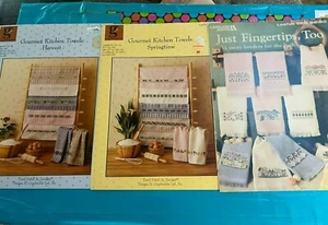 3 Vtg Cross Stitch Pattern Booklets Kitchen Towel Patterns & Bath Towel Patterns - Picture 1 of 10