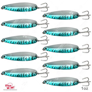 Menge 10 Blaue Makrele 1 Unze Löffel Jig Drilling Haken Casting Trolling Löffel Fisch WOW! - Bild 1 von 4