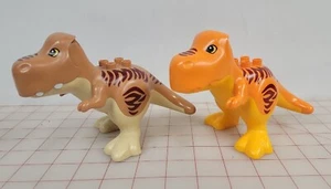 2 Lego Duplo Jurassic World T Rex Dinosaur Replacements ORANGE & BROWN - Picture 1 of 2