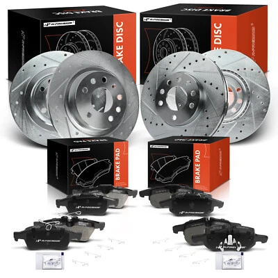 A-Premium 12xDrilled Brake Rotors&Brake Pads Front & Rear for Saab 9-3 2004-2010 Foto 1 de 4