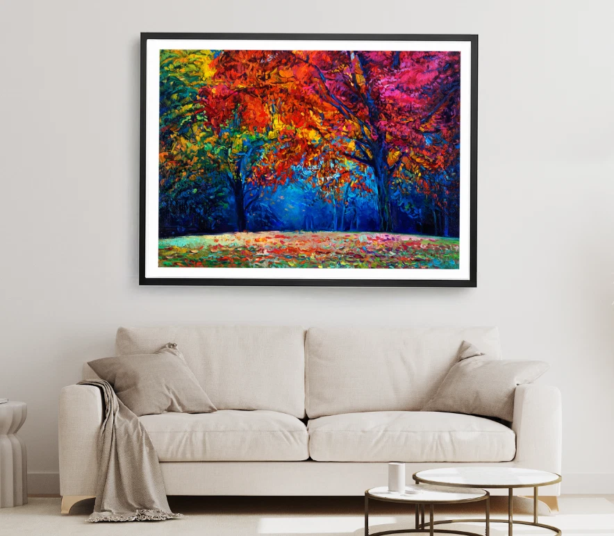Nature Print, Trees Wall Art, Watercolor Framed Oil Painting Wall Art,Vector Art - Image 1 of 1