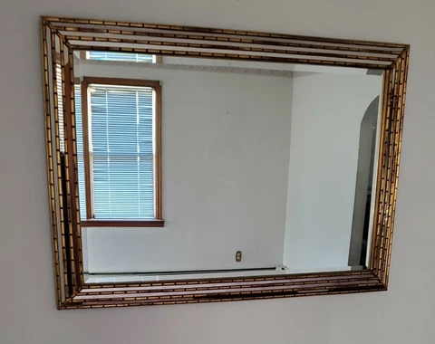 Mid Century Modern Gold Faux Bamboo Wall Mirror MCM Cover