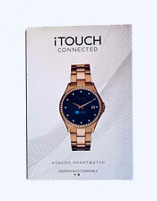 iTouch Connected Analog Hybrid Smartwatch Fitness Tracker: Black+Gold w/Crystals