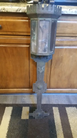 AUTHENTIC antique gas wall light GOTHIC CHURCH CASTLE Mica Panels Cover